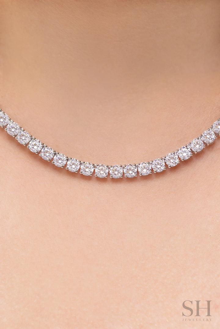 4-Claw Classic Diamond Tennis Necklace (half eternity) (21.5ct TW) (40cm/15.7in) - W1122