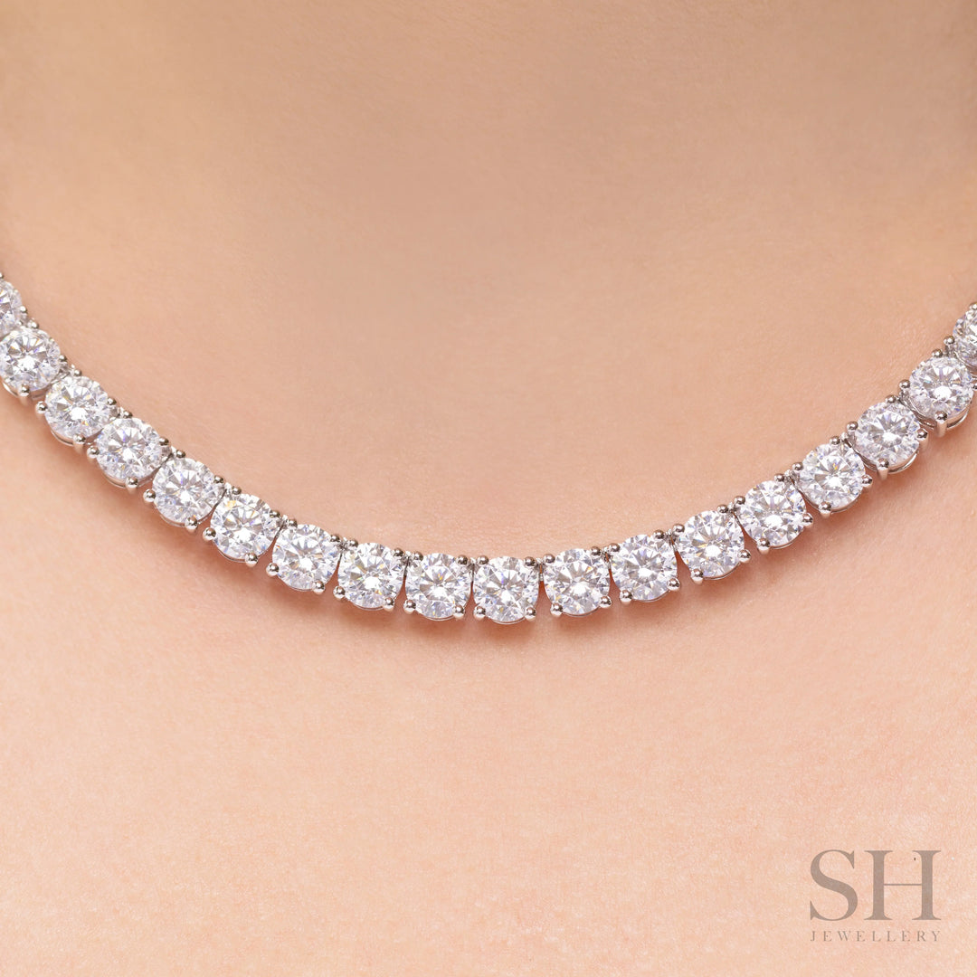 4-Claw Classic Diamond Tennis Necklace (half eternity) (29.6ct TW) (40cm/15.7in) - W1123