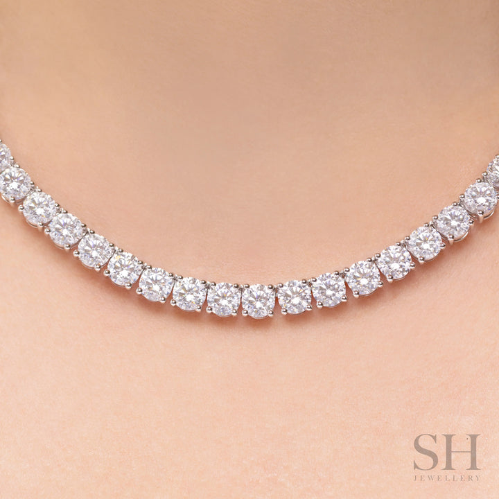 4-Claw Classic Diamond Tennis Necklace (half eternity) (29.6ct TW) (40cm/15.7in) - W1123
