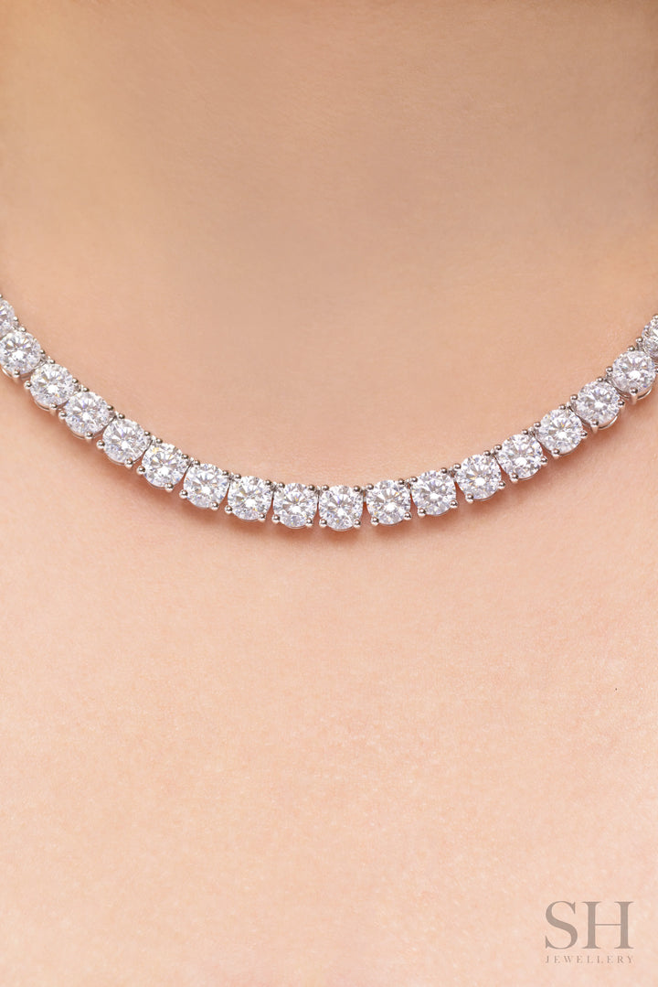 4-Claw Classic Diamond Tennis Necklace (half eternity) (29.6ct TW) (40cm/15.7in) - W1123