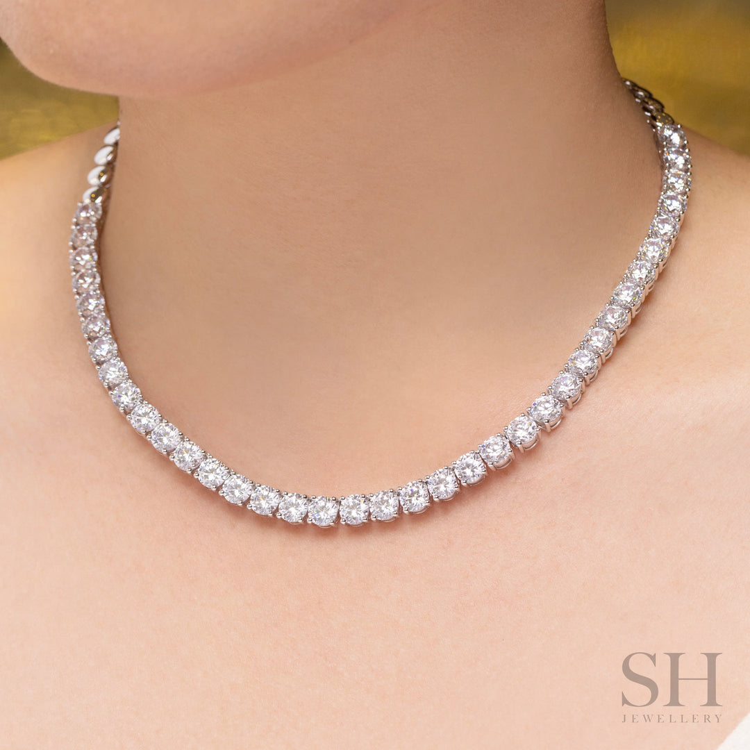 4-Claw Classic Diamond Tennis Necklace (half eternity) (29.6ct TW) (40cm/15.7in) - W1123