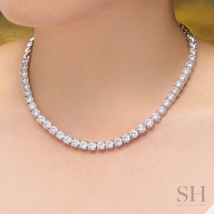 4-Claw Classic Diamond Tennis Necklace (half eternity) (29.6ct TW) (40cm/15.7in) - W1123