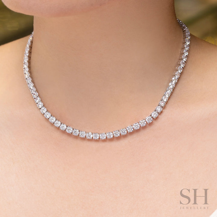 4-Claw Classic Diamond Tennis Necklace (full eternity) (27.65ct TW) (38cm/15in) - W1124