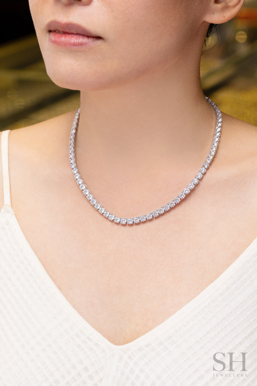 4-Claw Classic Diamond Tennis Necklace (full eternity) (40.5ct TW) (42cm/16.5in) - W1125