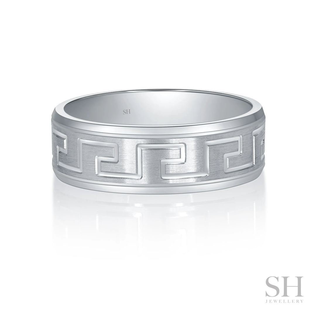 Maze Men's Wedding Ring with Bevelled Edges (7mm) - W1150