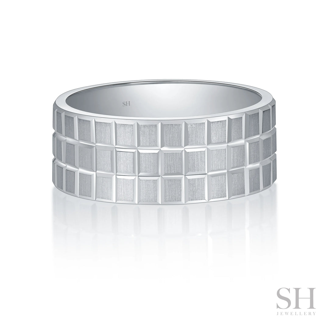 Matrix Men's Brushed Ring with Bevelled Edges (8.5 mm) - W1151