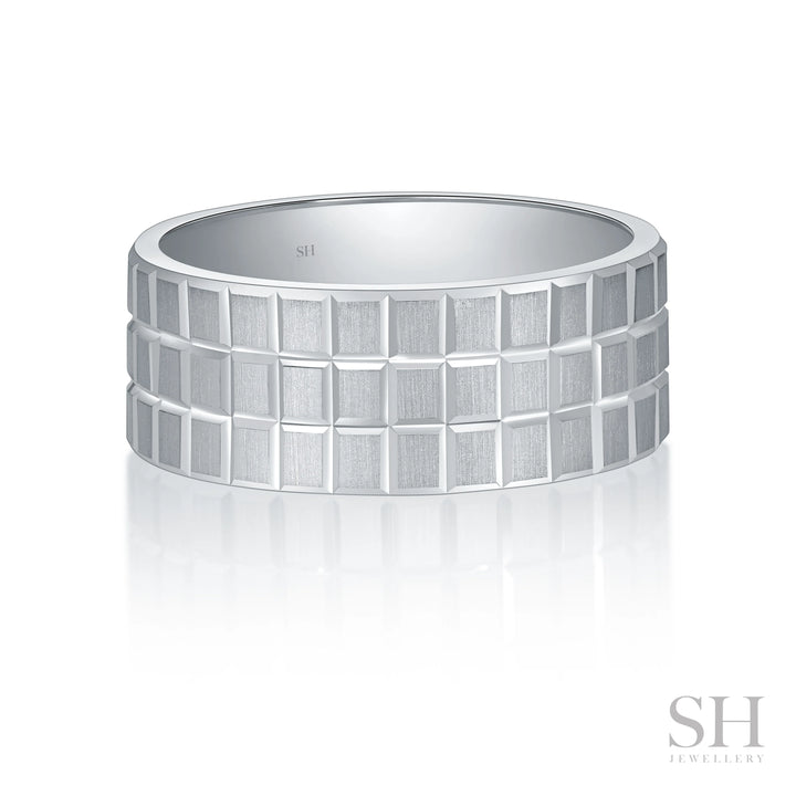 Matrix Men's Brushed Ring with Bevelled Edges (8.5 mm) - W1151