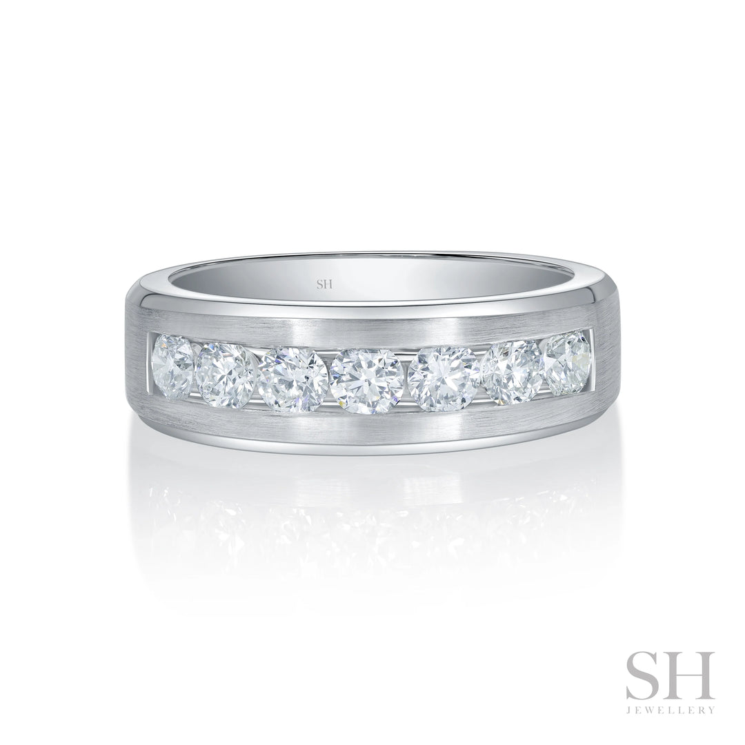Extra Width Channel Set Diamond Ring with Brushed Finish (7.5mm) - W1162