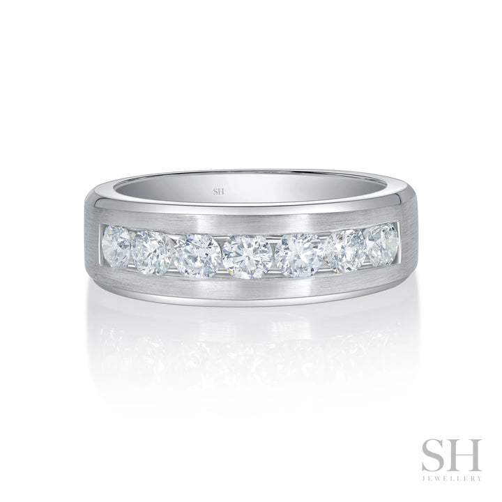 Extra Width Channel Set Diamond Ring with Brushed Finish (7.5mm) - W1162