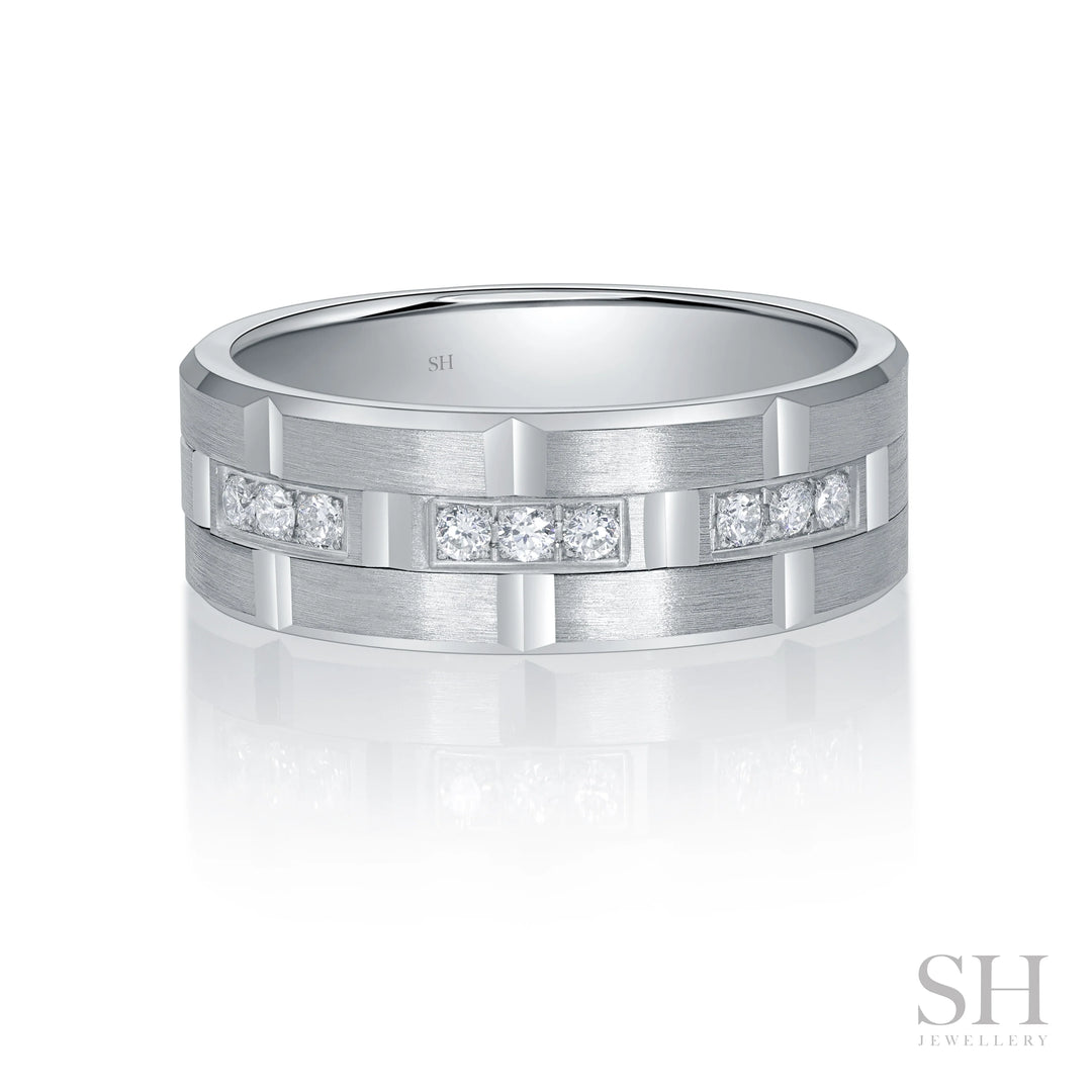 Tectonic Men's Diamond Wedding Ring (7.5mm) - W1165