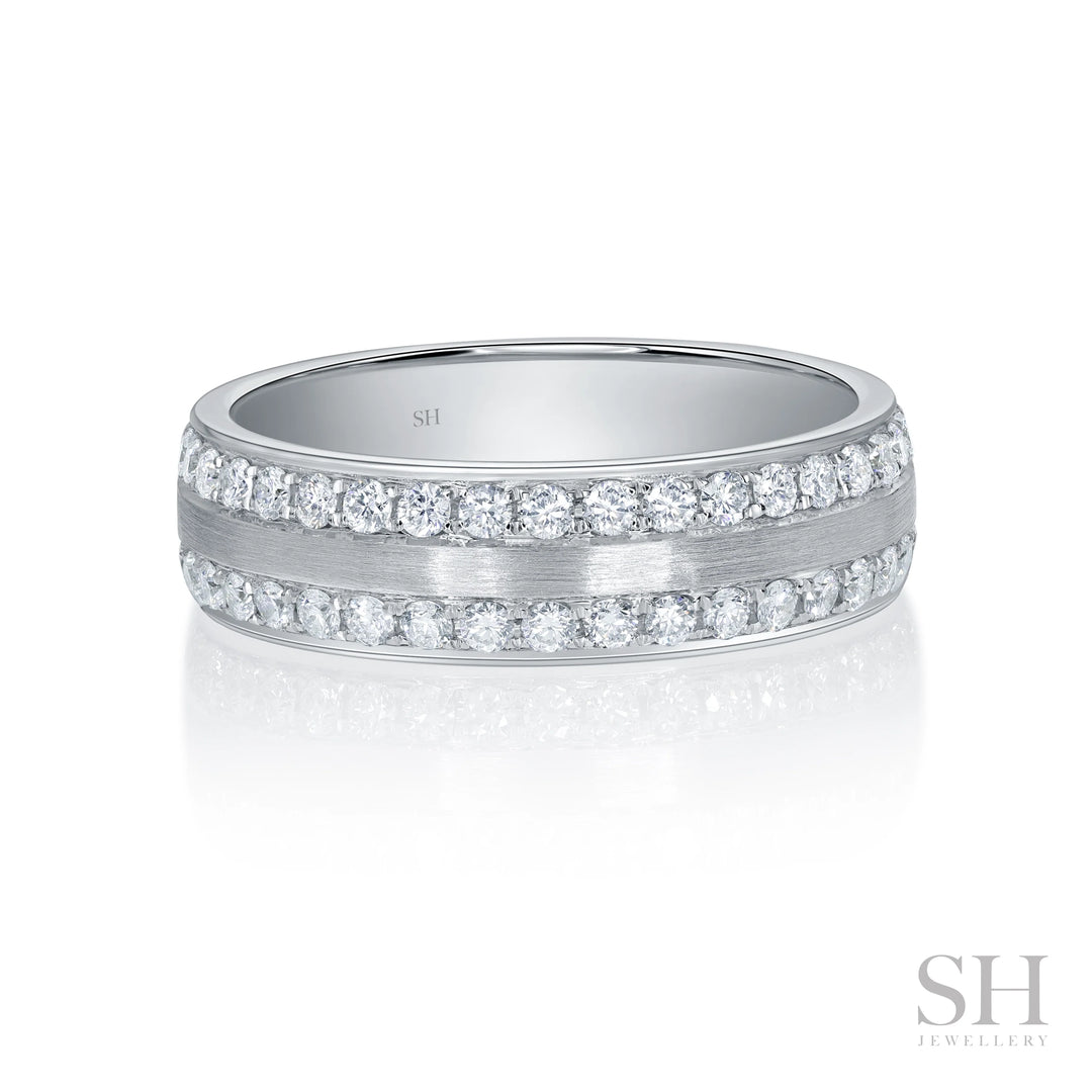Traction (slim) Men's Diamond Eternity Ring With Brushed Finish Centre (6mm) - W1169