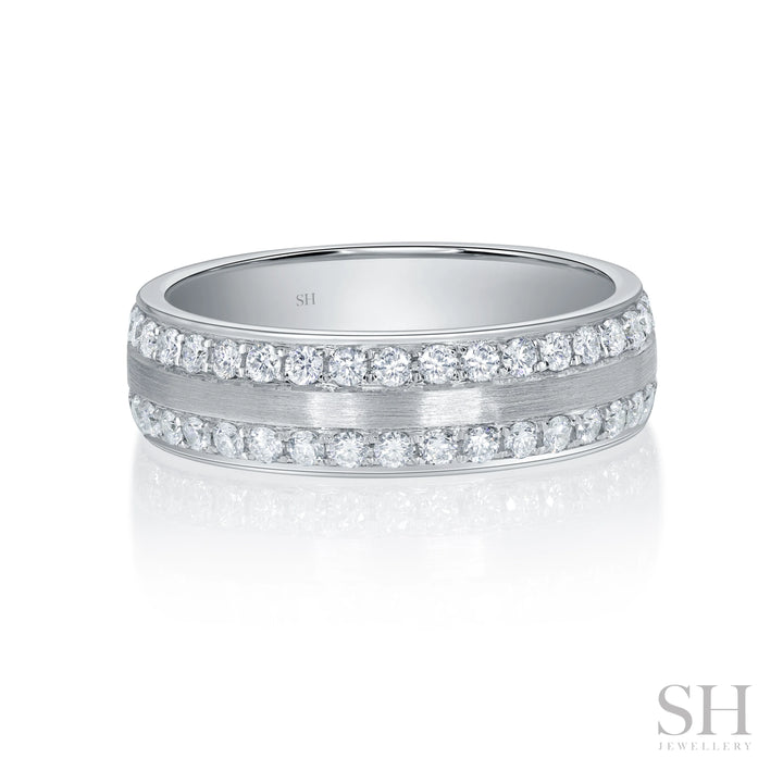 Traction (slim) Men's Diamond Eternity Ring With Brushed Finish Centre (6mm) - W1169