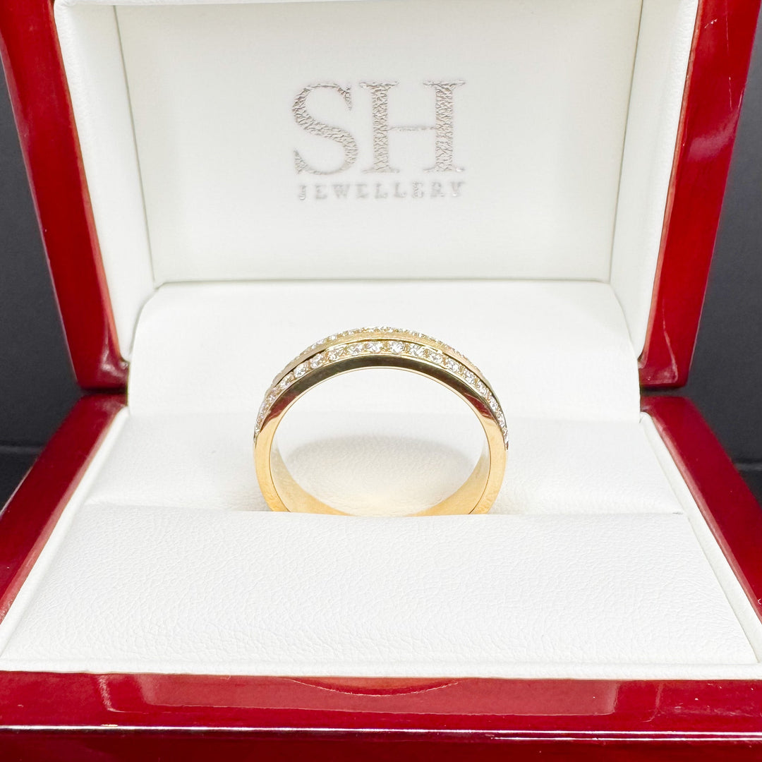 Traction (slim) Men's Diamond Ring With Brushed Finish Centre (6mm) - W1170