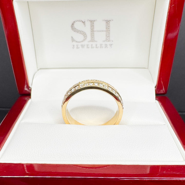 Traction (slim) Men's Diamond Ring With Brushed Finish Centre (6mm) - W1170