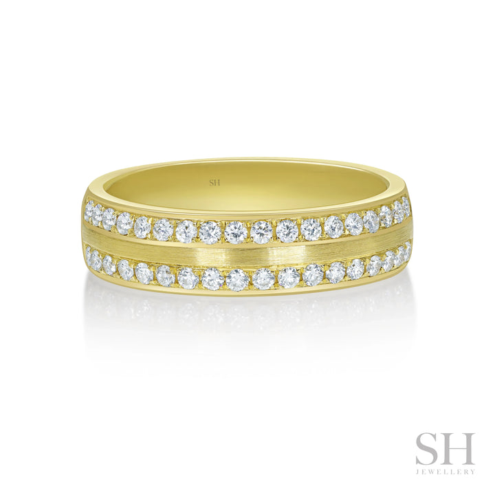 Traction (slim) Men's Diamond Ring With Brushed Finish Centre (6mm) - W1170