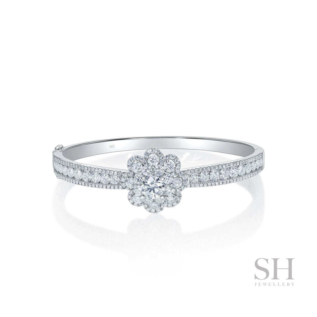 Sunburst Diamond Halo Bangle - W1193