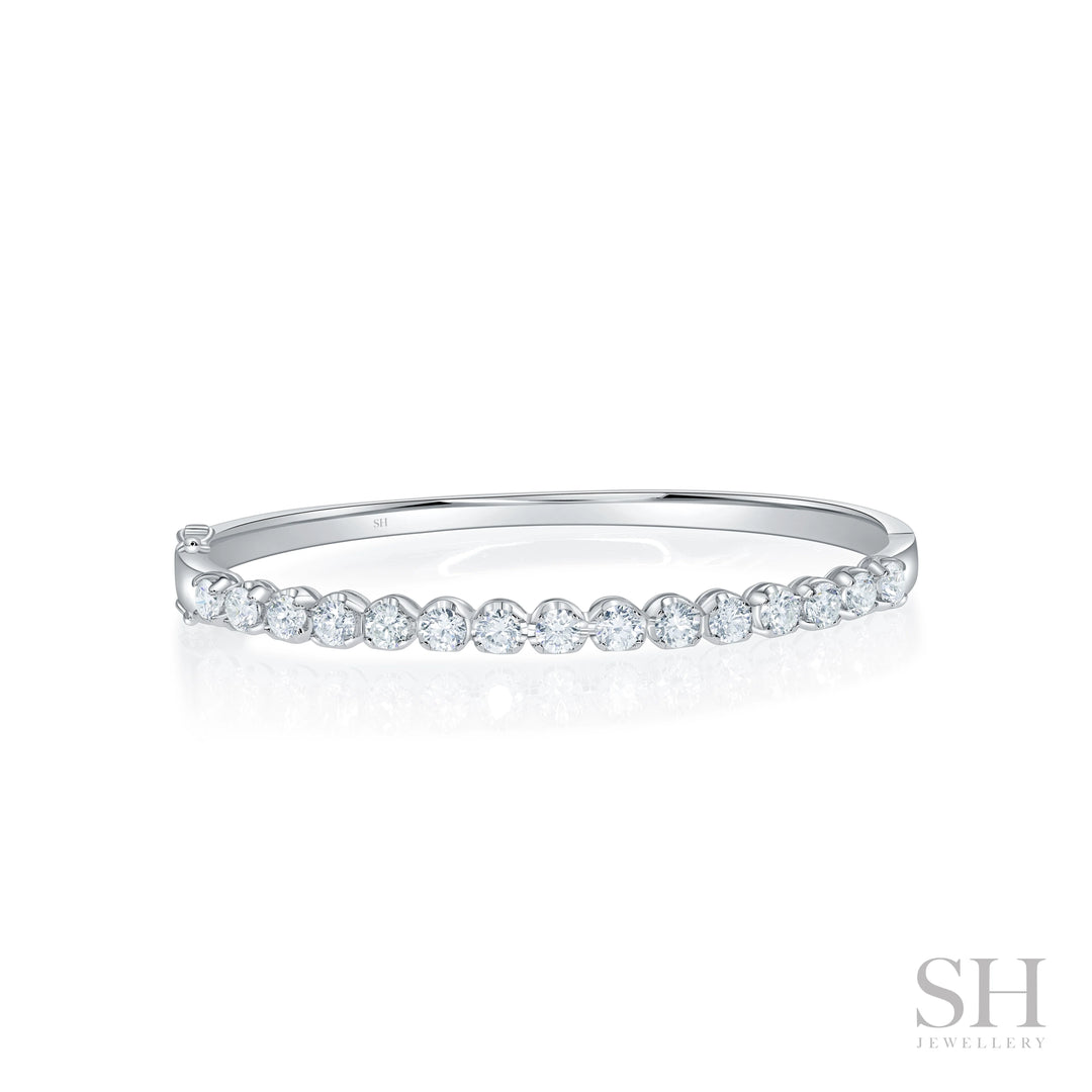 Classic 4-Claw Diamond Bangle with Gold Halo Trim (2.5ct TW) - W1195