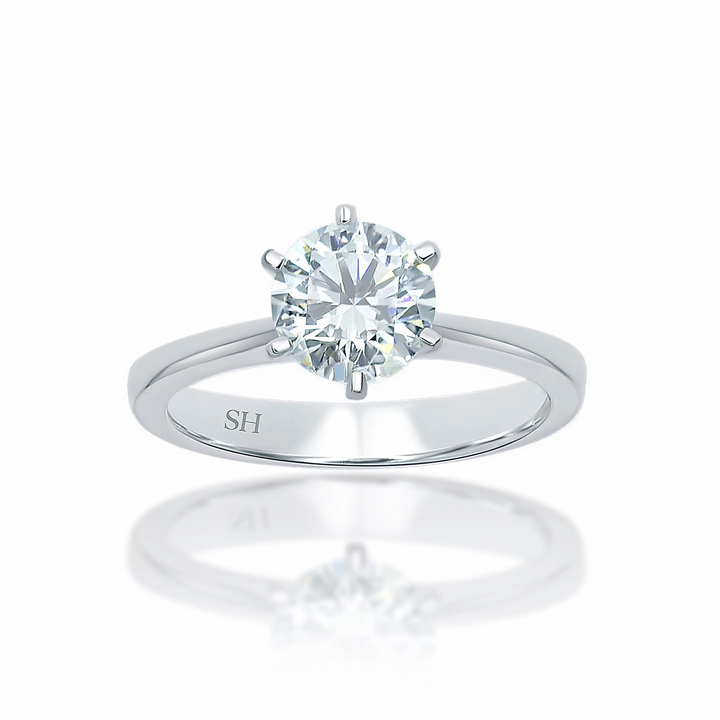 Minimalistic 6-Claw Solitaire Engagement Ring - W0003