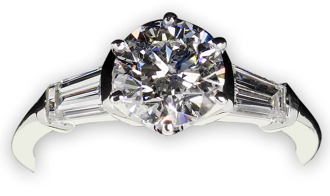 Elegant Round Brilliant Cut and tapered Baguettes - W0328