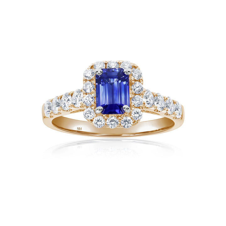 Emerald Cut Sapphire Halo Ring (0.70Ct) - W0857