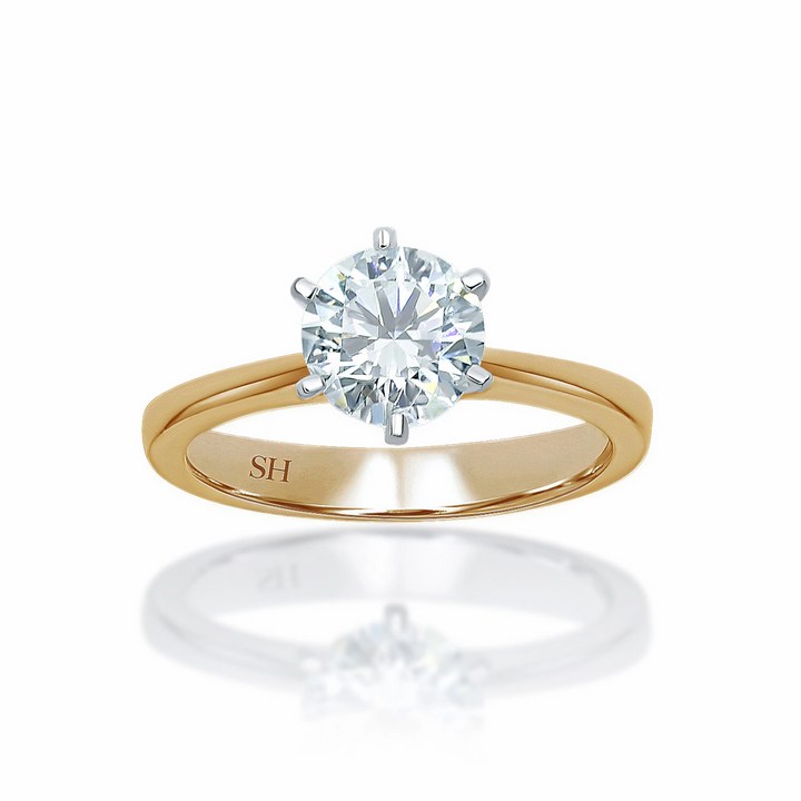 Minimalistic 6-Claw Solitaire Engagement Ring - W0003