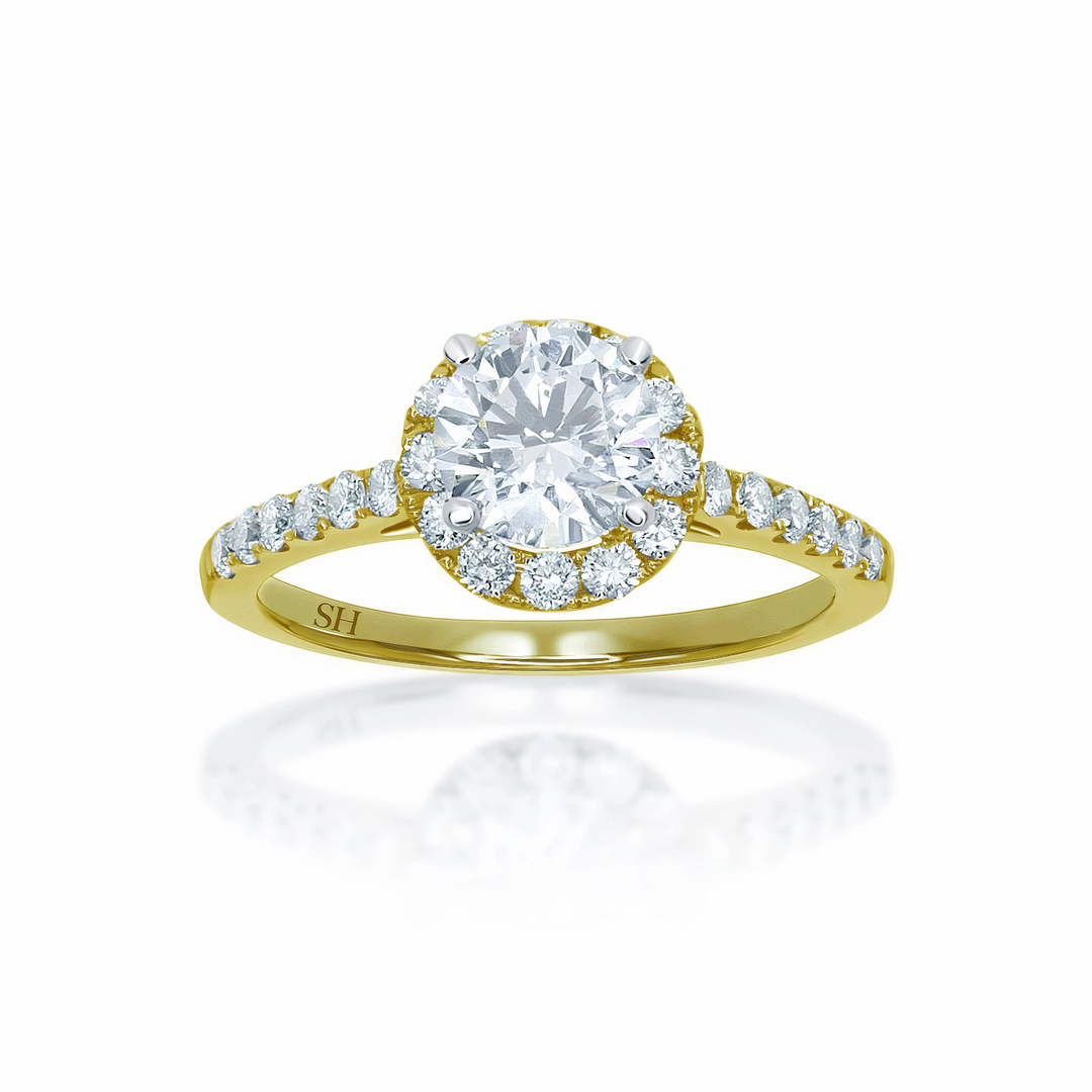 Halo Style Engagement Ring with Pavé-Set Band - W0045