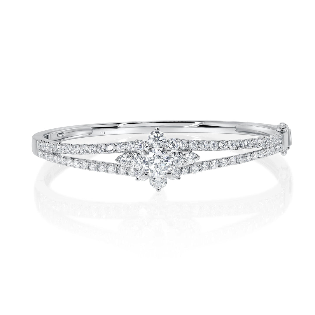 Star Bright Diamond Split Two-Row Bangle 6.2mm - W0919