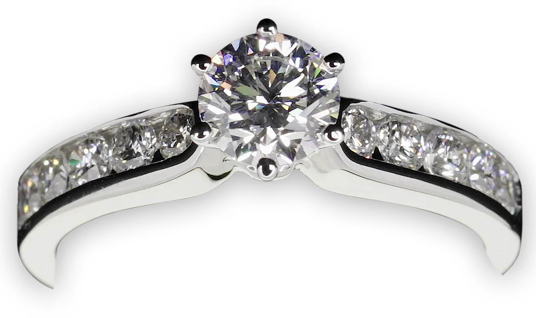 6-claw channel set timeless engagement ring - W0353