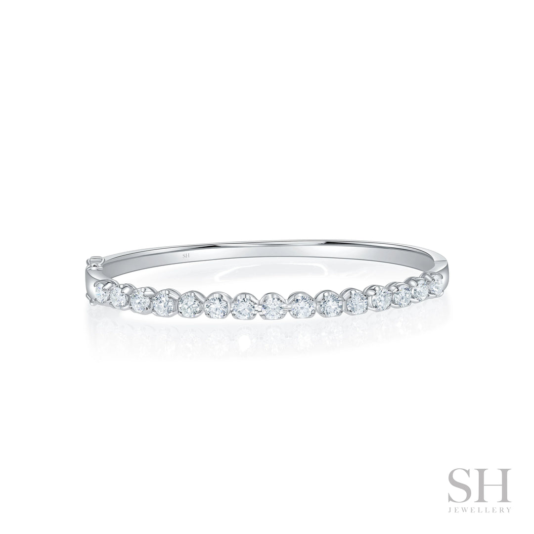 Classic 4-Claw Diamond Bangle with Gold Halo Trim (2.5ct TW) - W1195