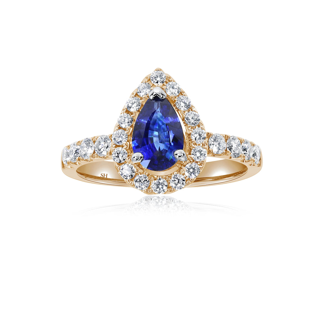 Floating Pear Halo Sapphire Ring (0.80Ct) - W0872