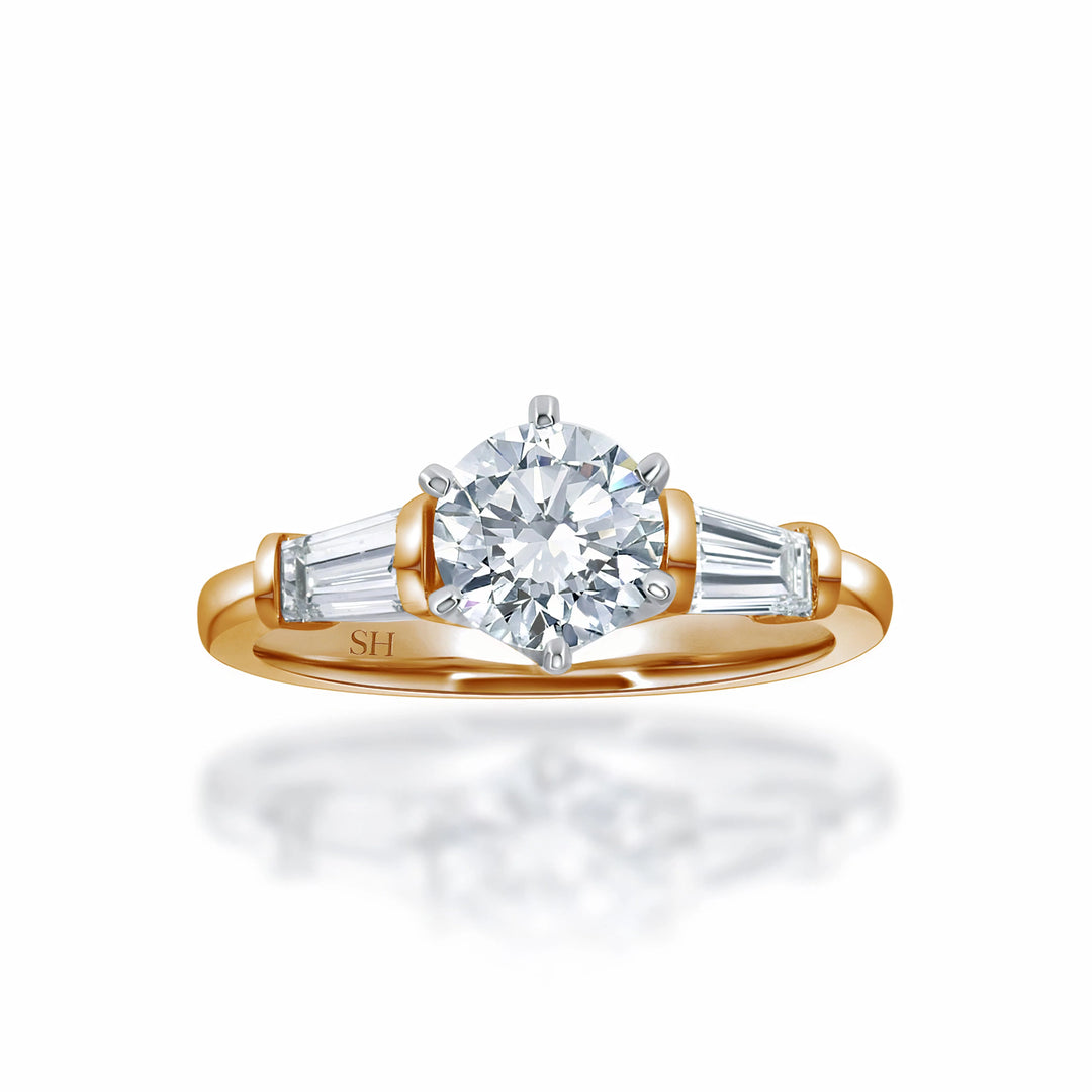 Elegant Round Brilliant Cut and tapered Baguettes - W0328