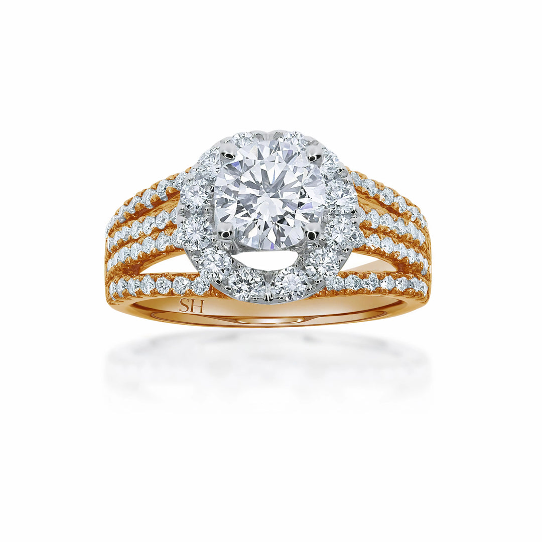 Bright Modern Halo Ring with 4-Bands - W0347