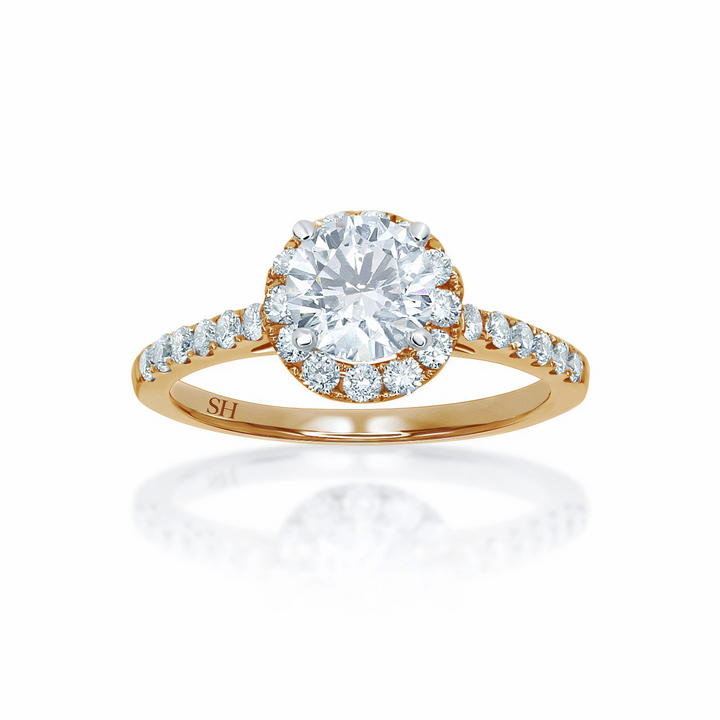 Halo Style Engagement Ring with Pavé-Set Band - W0045