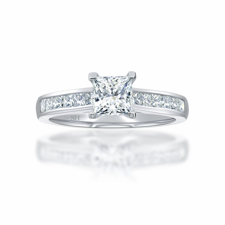 Classic Princess Cut with channel set band - W0336