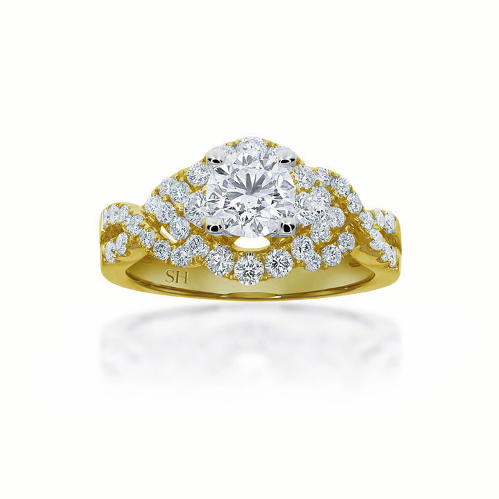 Interweaved modern halo ring - W0348