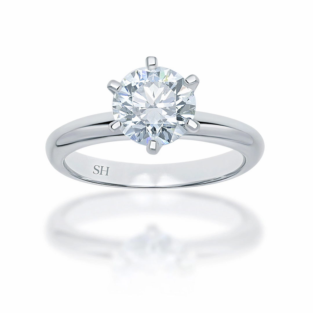 Classic 6-Claw Solitaire Engagement Ring - W0004