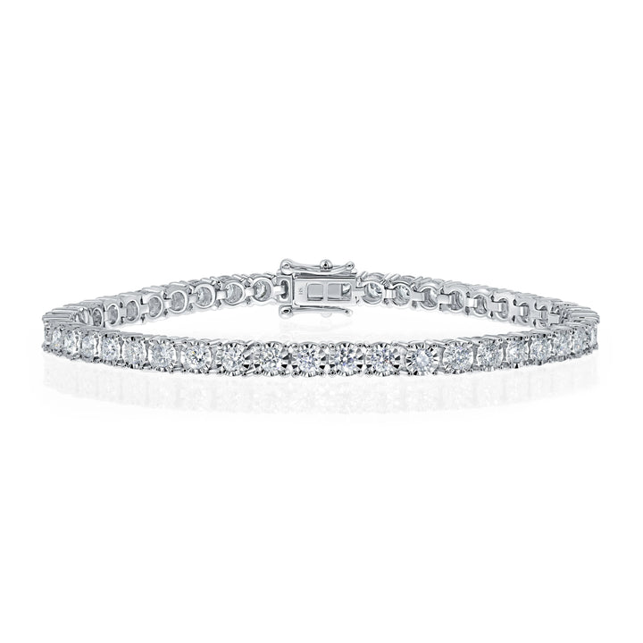 18kt Gold Diamond Tennis Bracelet With Gold Halo (large) (0.06ct each) - W0627