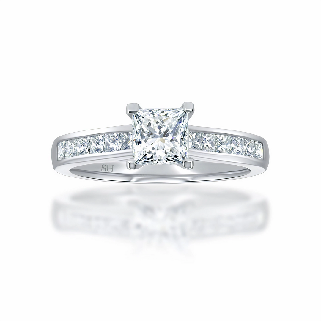 Classic Princess Cut with channel set band - W0336