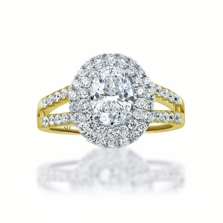 Double Halo Oval Brilliant Cut Engagement Ring - W0329