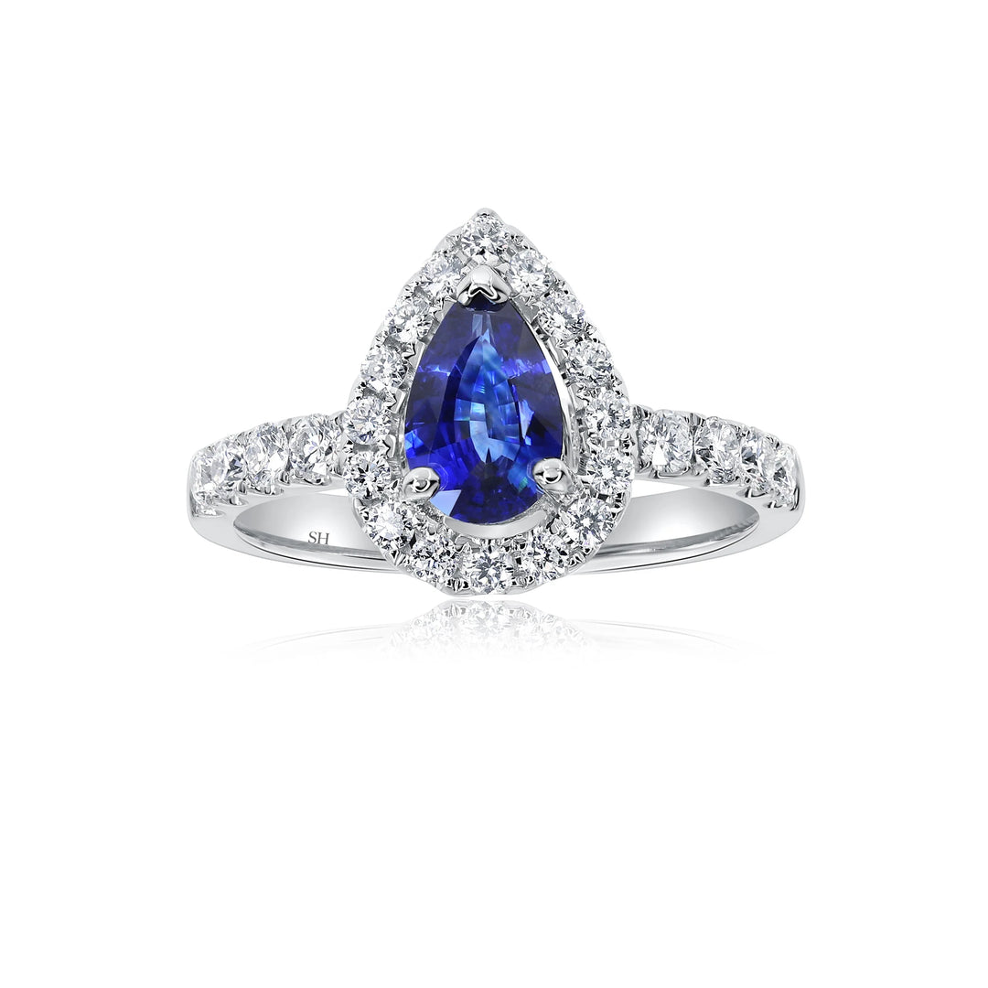 Floating Pear Halo Sapphire Ring (0.80Ct) - W0872