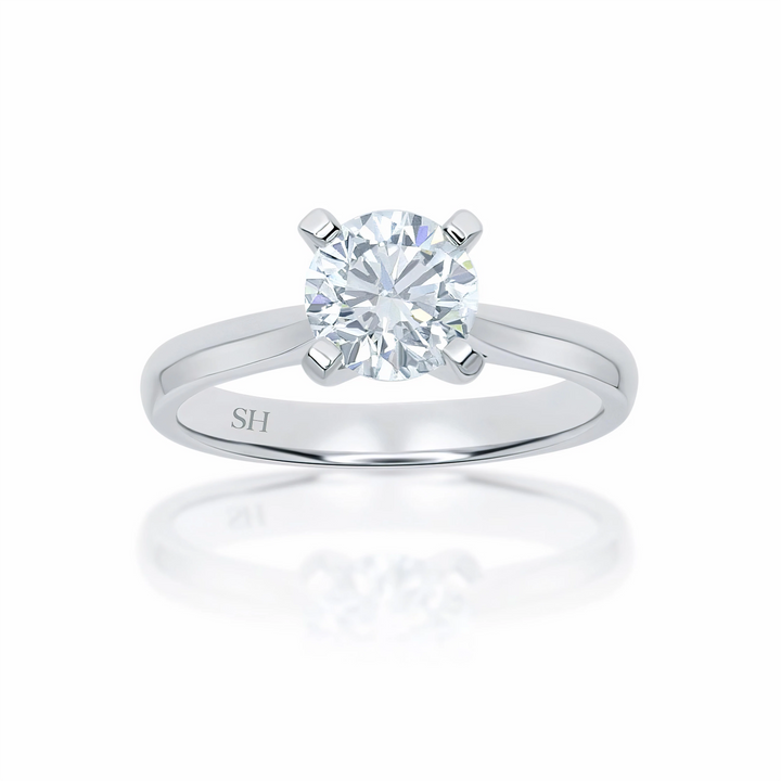 Modern 4-Claw solitaire engagement ring - W0006