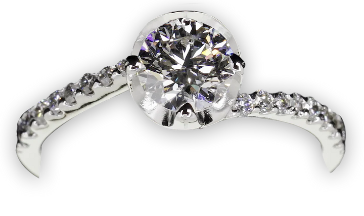 Four claw twist with sweeping shoulder diamonds - W0332