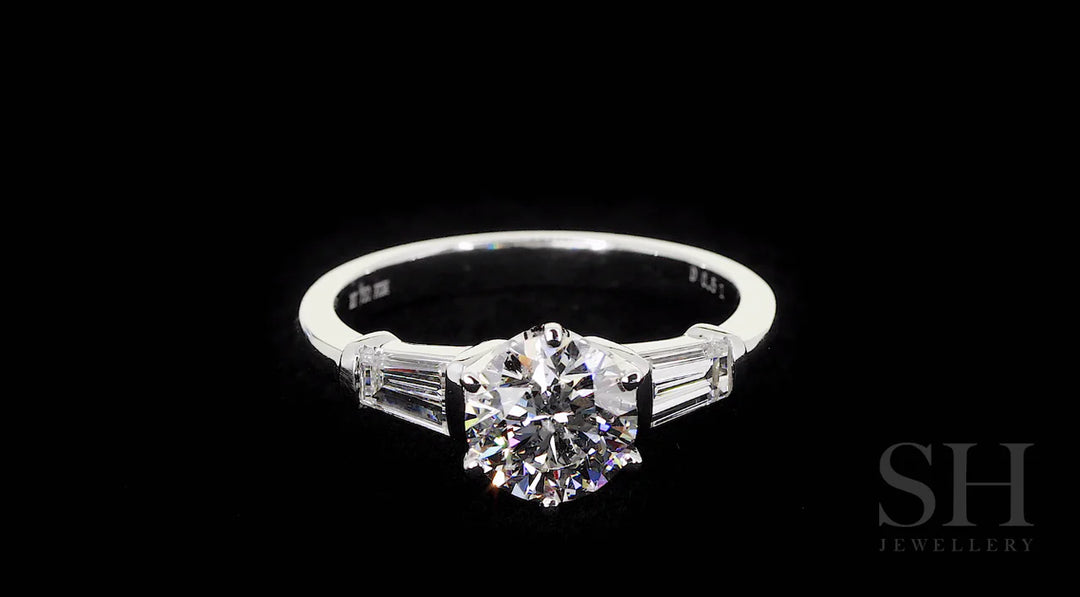 Elegant Round Brilliant Cut and tapered Baguettes - W0328