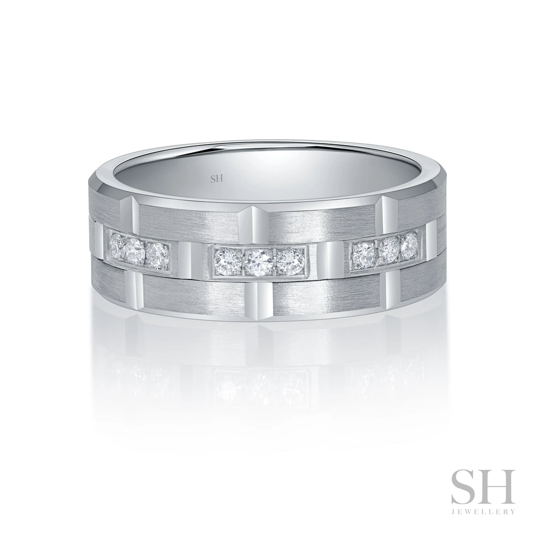 Tectonic Men's Diamond Wedding Ring (7.5mm) - W1165