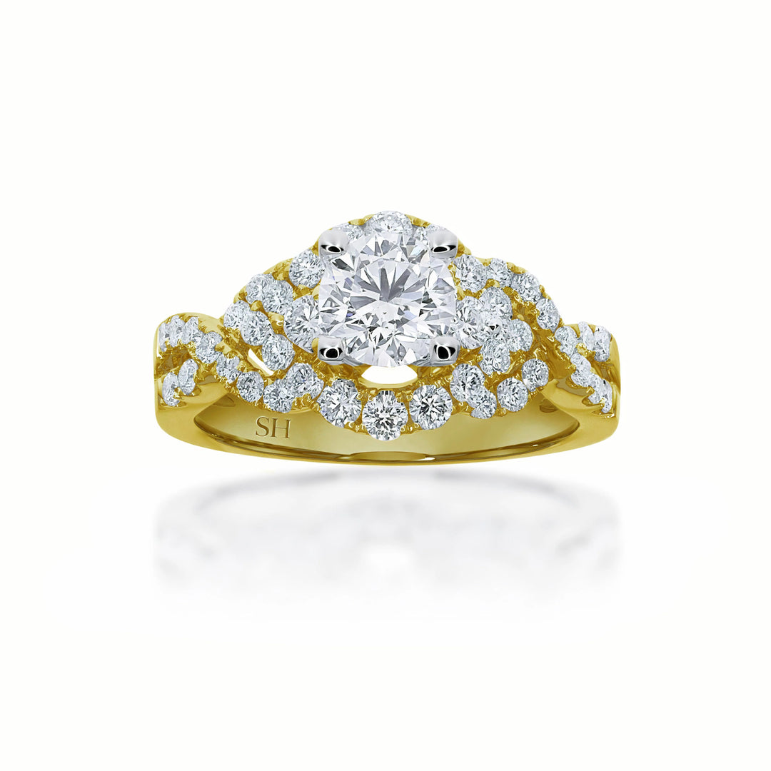 Interweaved modern halo ring - W0348