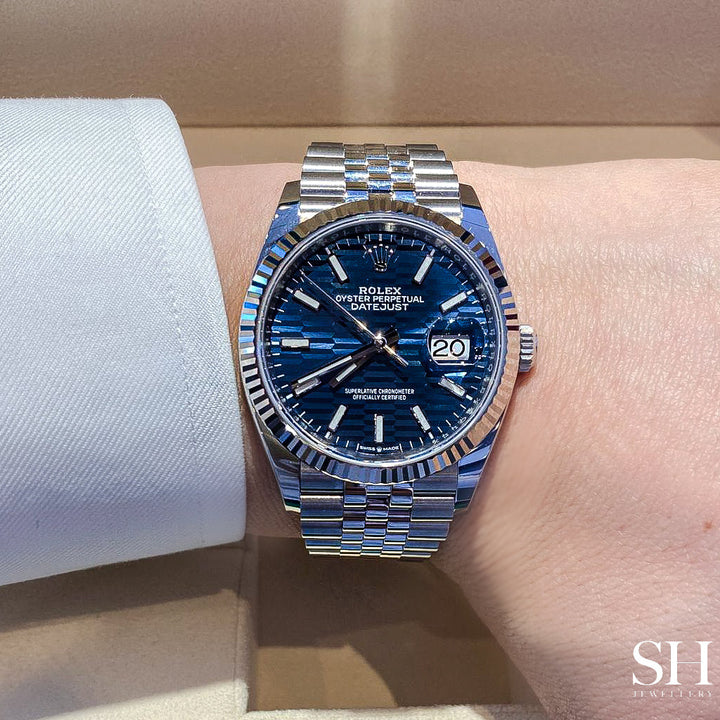 Rolex Datejust36 36mm Steel/WG Blue Dial Stick Markers 2023 Ref m126234-0049 (#380)