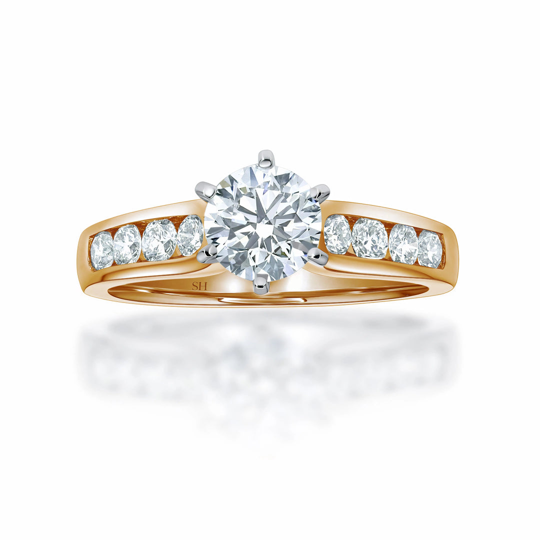 6-claw channel set timeless engagement ring - W0353