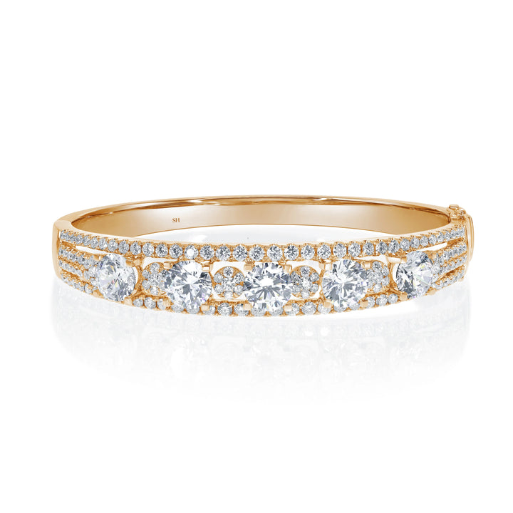 Diamond Runway Bangle with Four Row Divided Sides - W0931