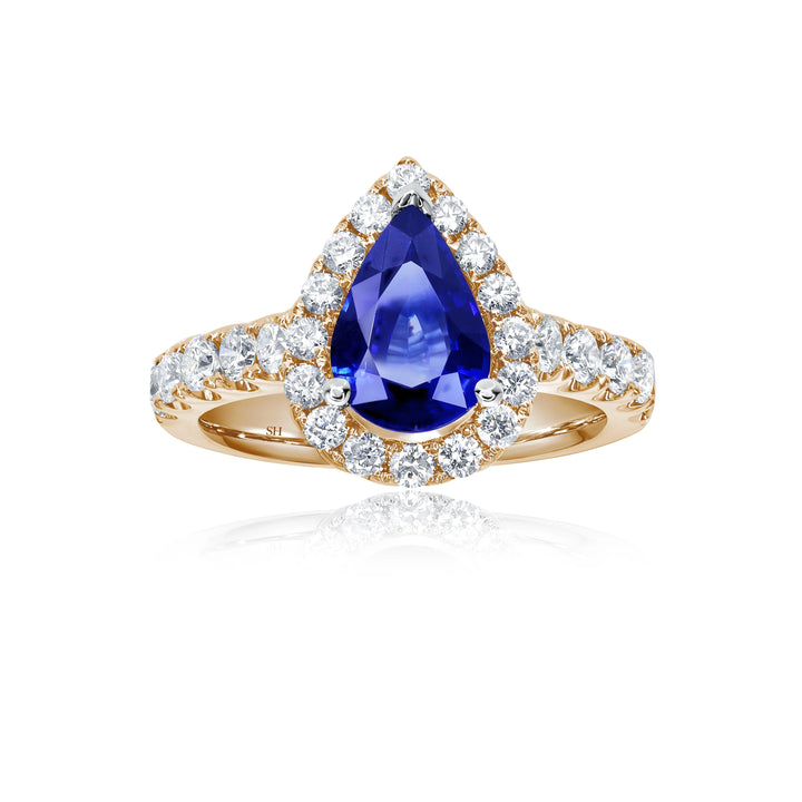 Classic Pear Shape Sapphire Halo Ring - W0855