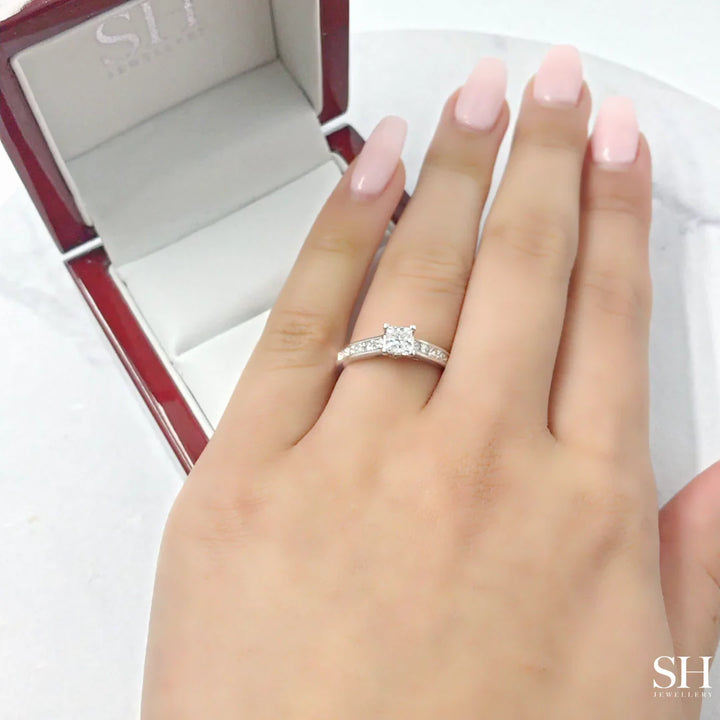 Classic Princess Cut with channel set band - W0336
